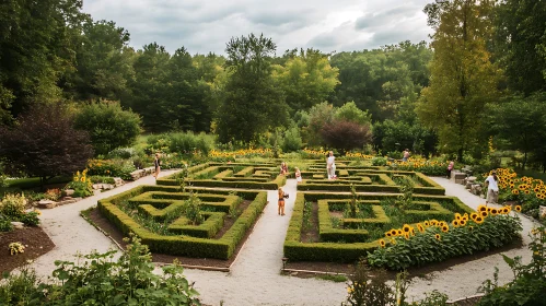 Aerial View of a Garden Labyrinth