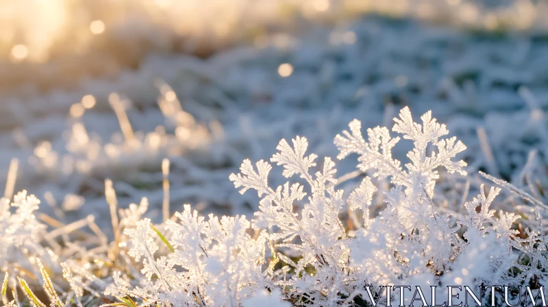 AI ART Frost-Covered Grass in Early Morning