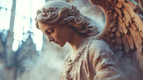 Peaceful Angel Sculpture in Contemplation