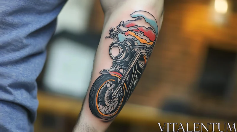 Detailed Motorcycle Tattoo Design AI Image