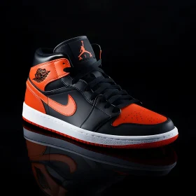 High-Top Sneaker on Reflective Black Surface
