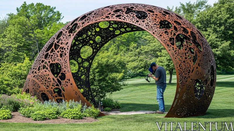 AI ART Metal Crescent in Greenery