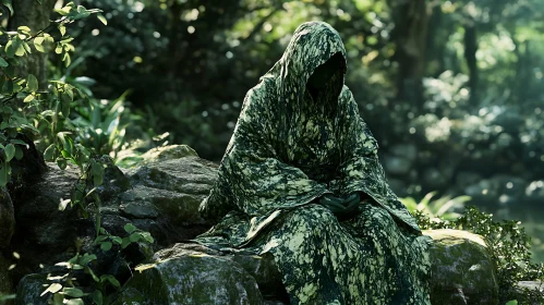 Hooded Figure in Forest