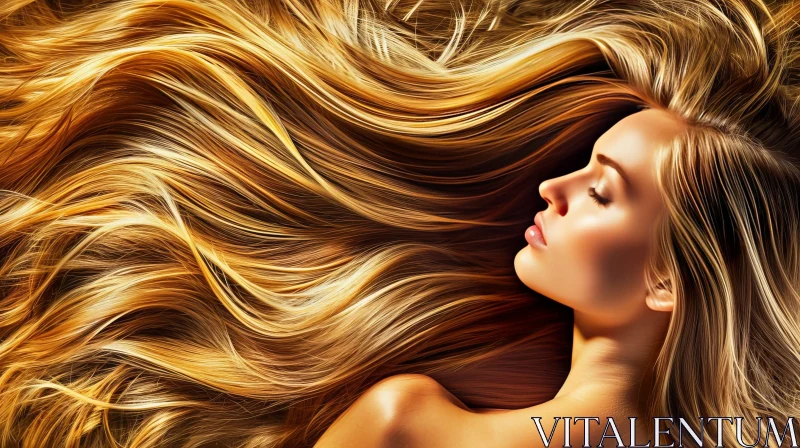 Stunning Portrait of a Woman with Flowing Hair | Fashion Photography AI Image
