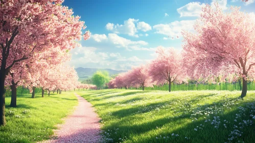 Blossom-lined Path in Spring