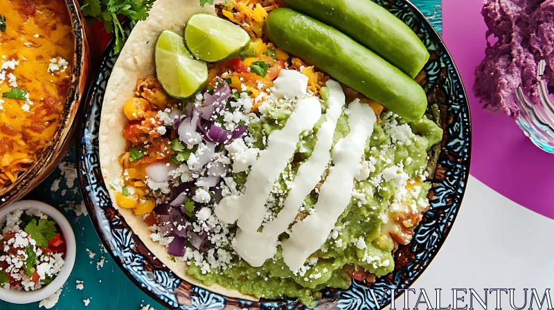 Colorful Mexican Taco with Various Toppings AI Image