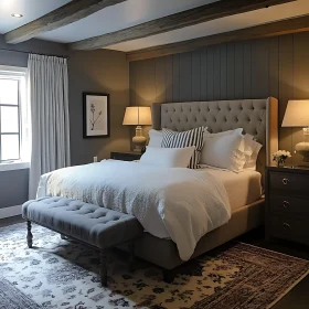 Calm Bedroom with Tufted Headboard Bed