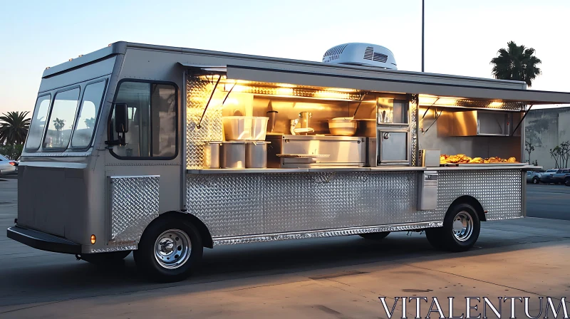 Gourmet Street Food Truck With Outdoor Setting AI Image