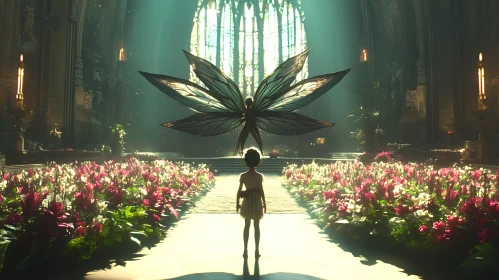 Girl with Wings in Floral Hall