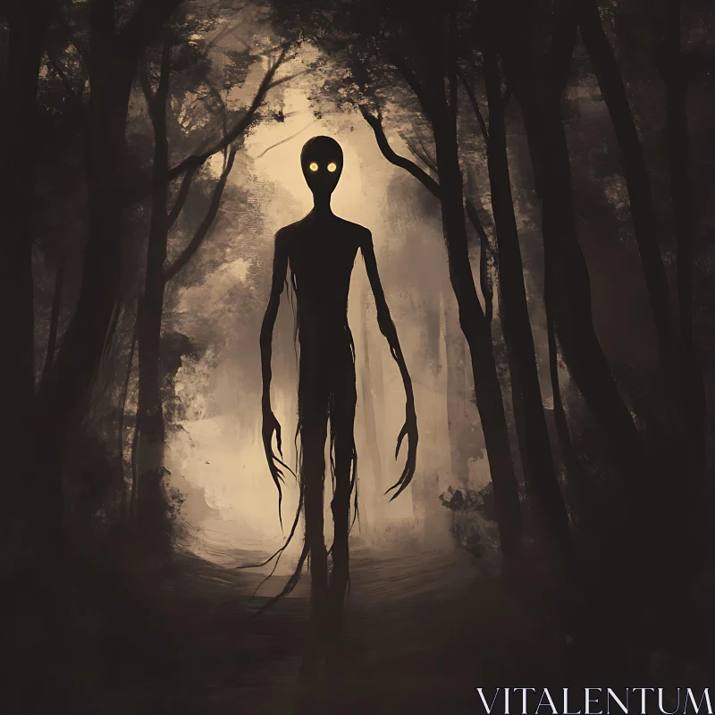 Shadowy Figure in the Woods AI Image