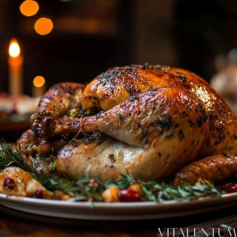 Golden Roasted Turkey with Herbs AI Image