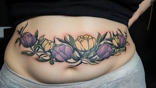 Floral Tattoo Design on Lower Back