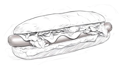 Intricate Hotdog Sketch