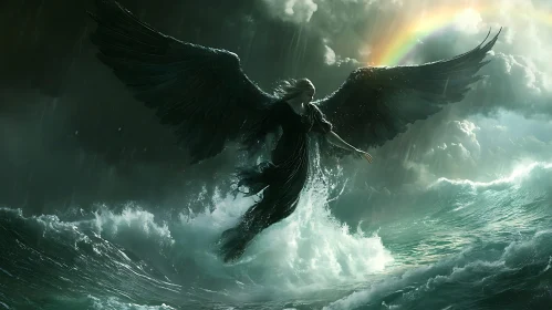 Winged Figure in Tempestuous Waters