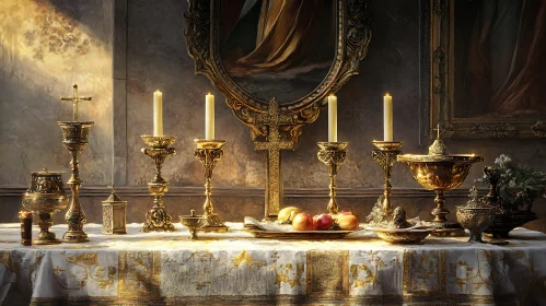 Ornate Golden Religious Still Life