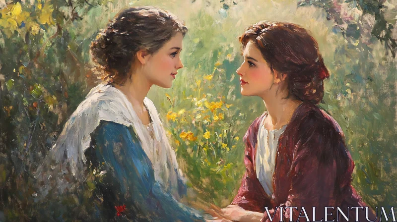 Floral Meadow Women Portrait AI Image