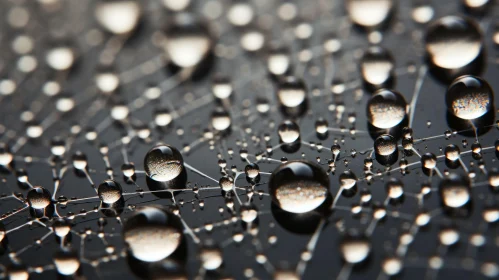 Abstract Art: Water Droplets on Dark Background with Resin