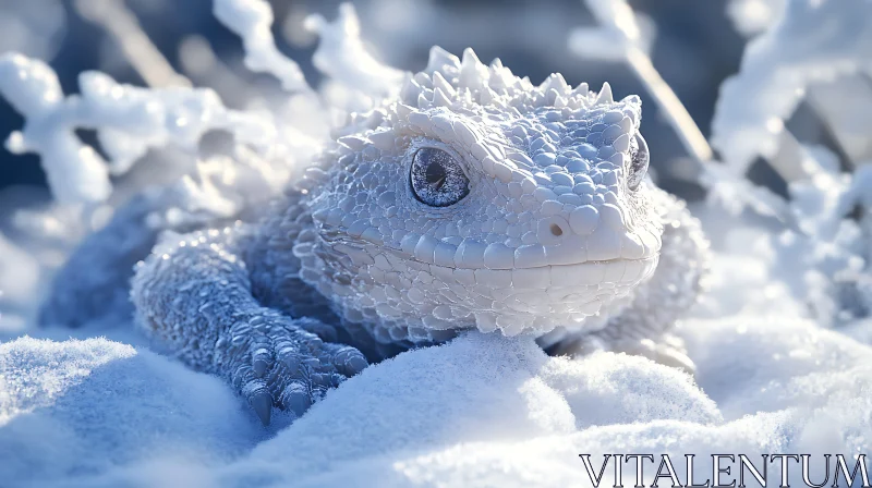 AI ART Winter Iguana Portrait