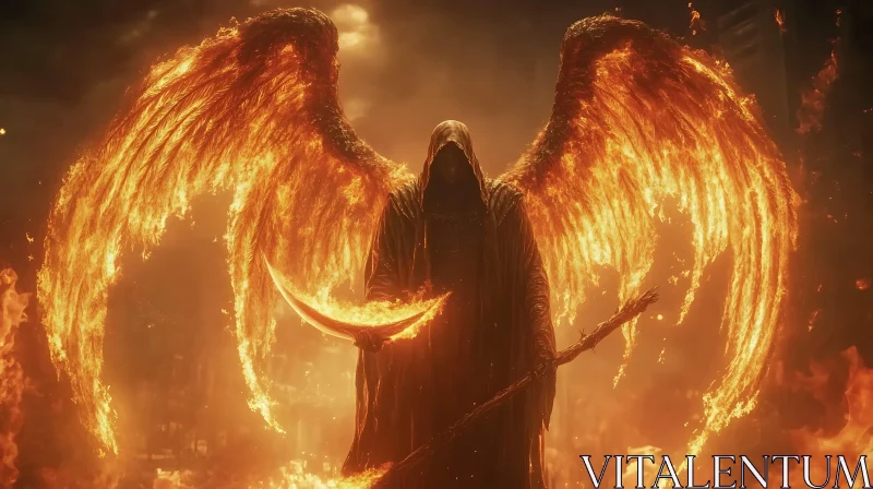 Winged Fiend Engulfed in Flames AI Image