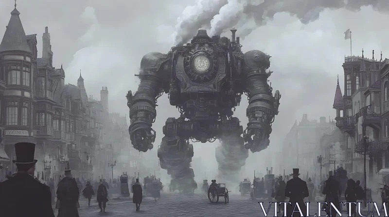 AI ART Colossal Robot in Fog