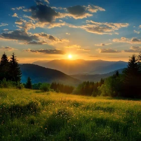 Picturesque Mountain Sunset Landscape