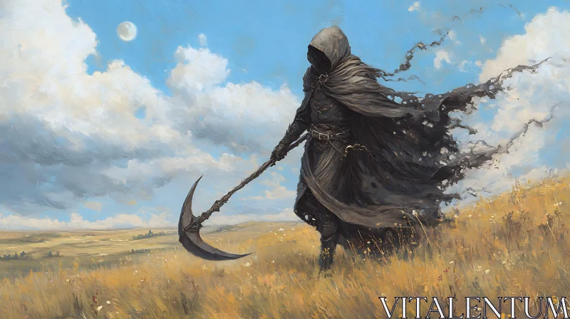 AI ART Cloaked Figure with Scythe Art