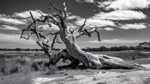 Fallen Tree Monochrome Nature Scene