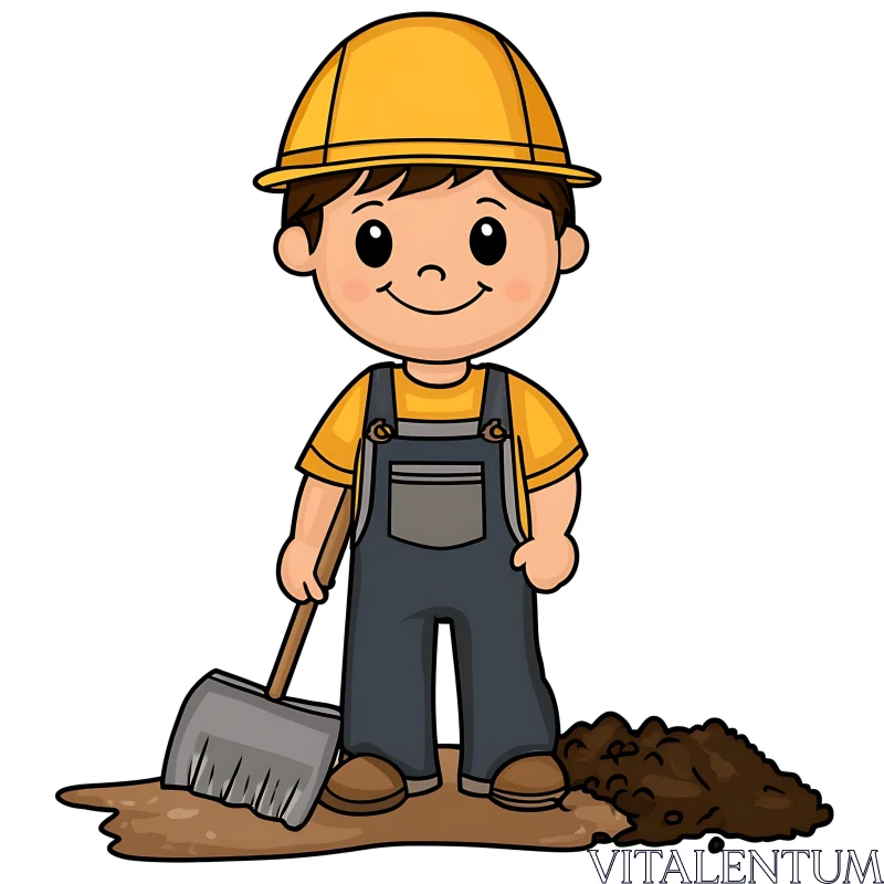 Construction Worker Boy Cartoon Image AI Image