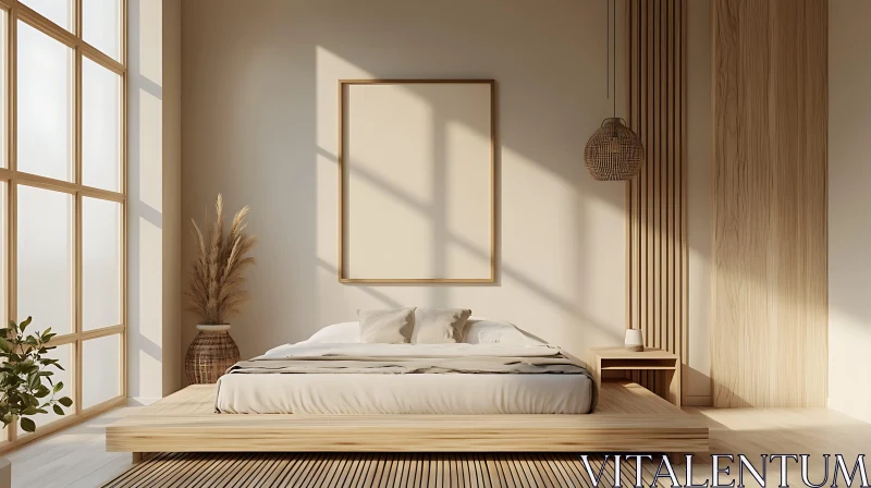 AI ART Zen Bedroom Interior with Natural Light