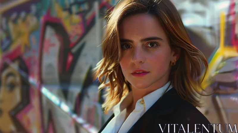 AI ART Emma Watson with Urban Graffiti Art