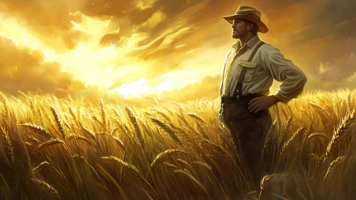 Golden Wheat Field Farmer