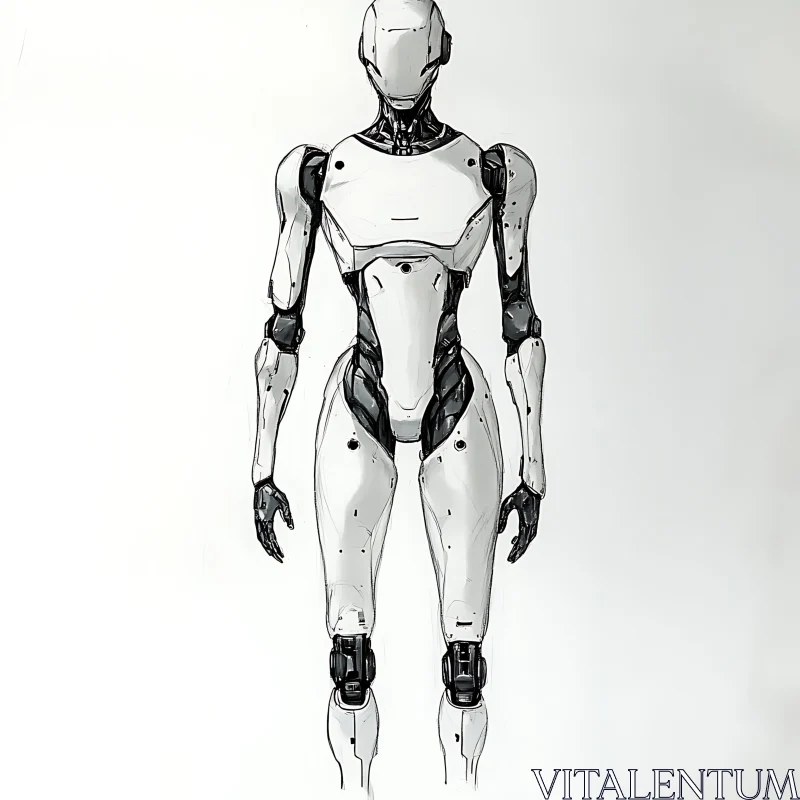 Sleek Humanoid Robot Standing Upright AI Image