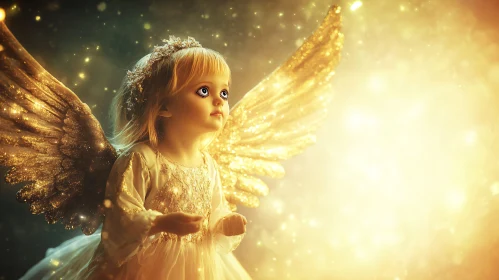 Golden Angel Child Portrait