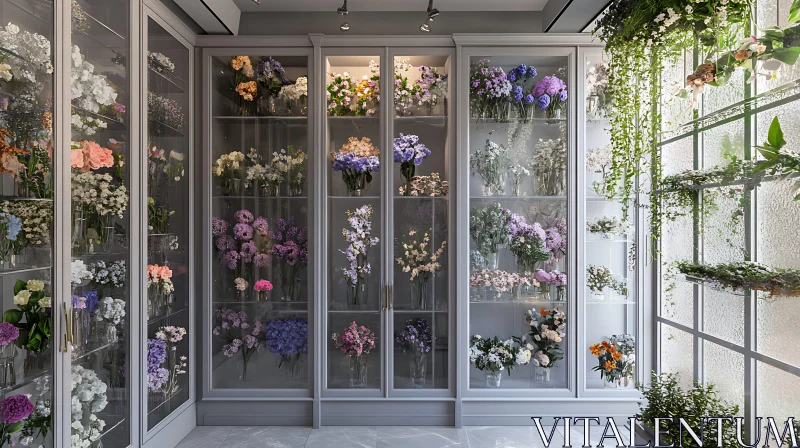 Vibrant Flower Collection in a Florist Shop AI Image