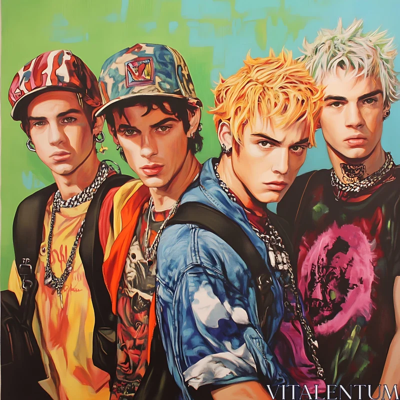 AI ART Four Young Men in Fashion Portrait