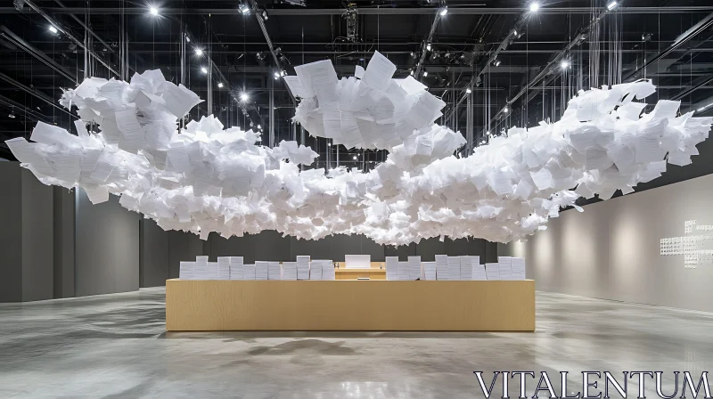 White Paper Cloud Installation in Gallery AI Image