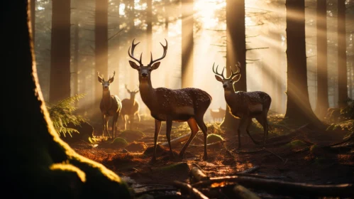 Deer in Sunlit Forest - Evocative Environmental Portraiture