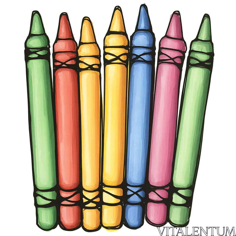 AI ART Vibrant Crayons Lineup - Artistic Still Life