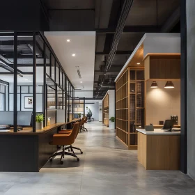 Modern Workplace with Glass Partitions