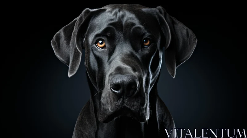 Elegant Black Labrador Dog Portrait Against Dark Background AI Image