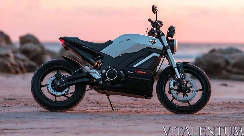 AI ART Electric Motorcycle at Sunset