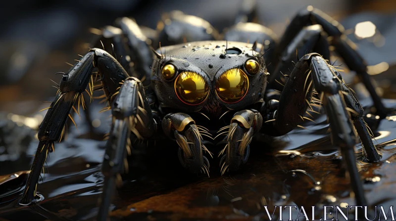Giant Spider in Water: A Fusion of Steampunk and Bugcore Aesthetics AI Image