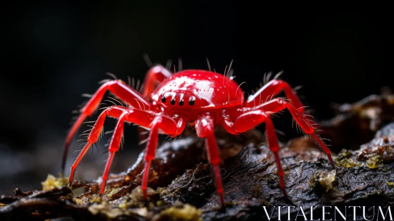 Intricate Red Spider Image Against a Black Background AI Image