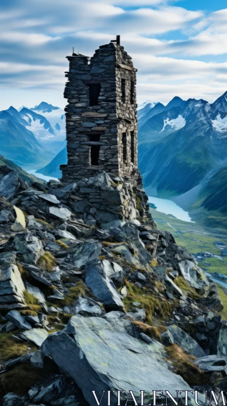 Majestic Ruin on Mountain: A Captivating Natural Landscape AI Image