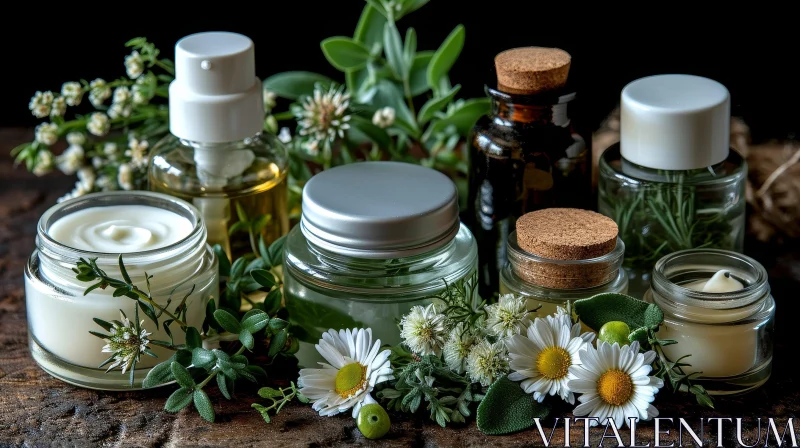 Natural Skincare Products: Face Cream, Serum, Essential Oil | Beauty and Tranquility AI Image