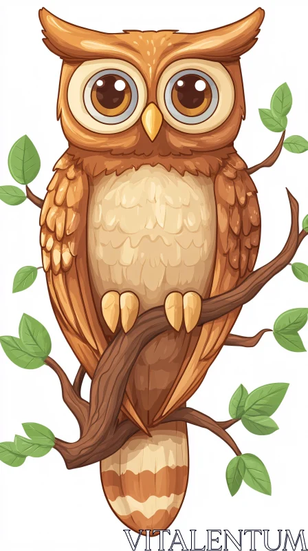 Charming Owl Illustration AI Image