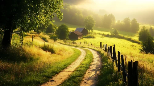 Rural Landscape with Winding Path