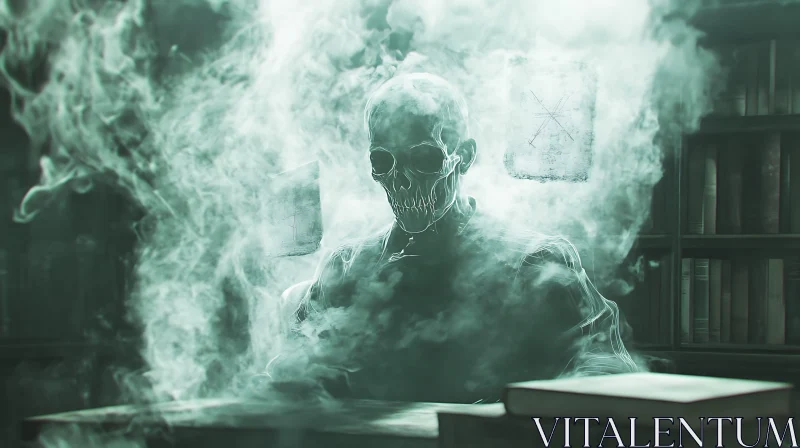 Smoky Skull in the Library AI Image