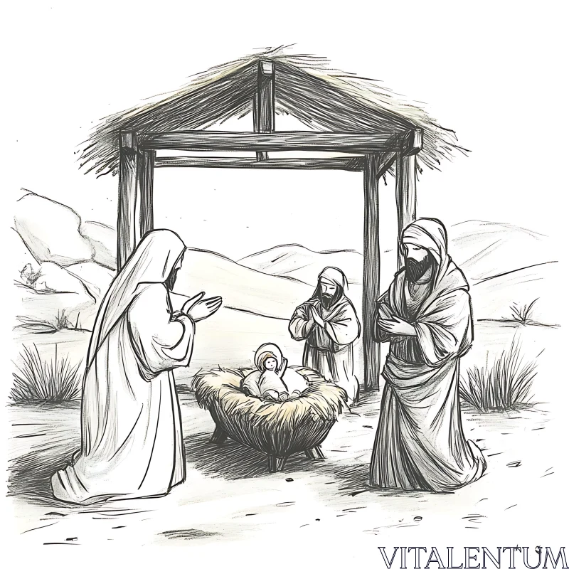 Simple Nativity Scene AI Image