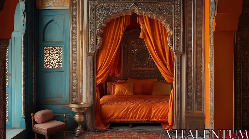 AI ART Ornate Bedroom with Rich Color Palette